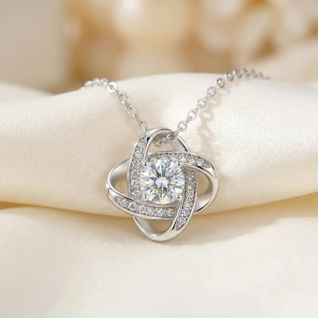 6mm cubic zirconia center, brilliant in light.