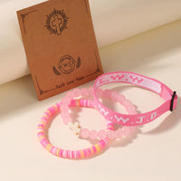 2Pcs/3Pcs/5Pcs What Would Jesus Do Wwjd Bracelets Women Cross Bracelet He Would Love First Pink Elevated Faith Braclet Christian