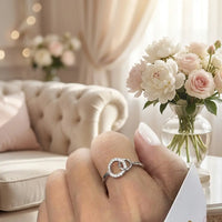 Interlocking circles ring silver Husband Wife Bond 
Together Promise Forever couple anniversary card