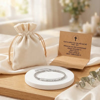 God Is Within Her bracelet gift set with velvet 
pouch and Psalm 46:5 message card — gift-ready 
Christian faith present