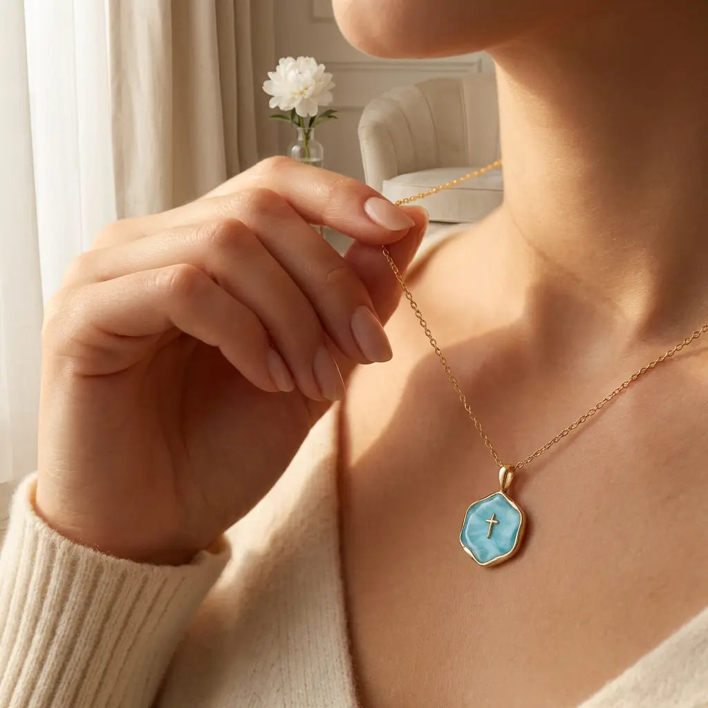 Choose mother of pearl warmth or turquoise depth.