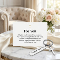 Let God Lead cross keychain faith message card For You Christian gift sentimental