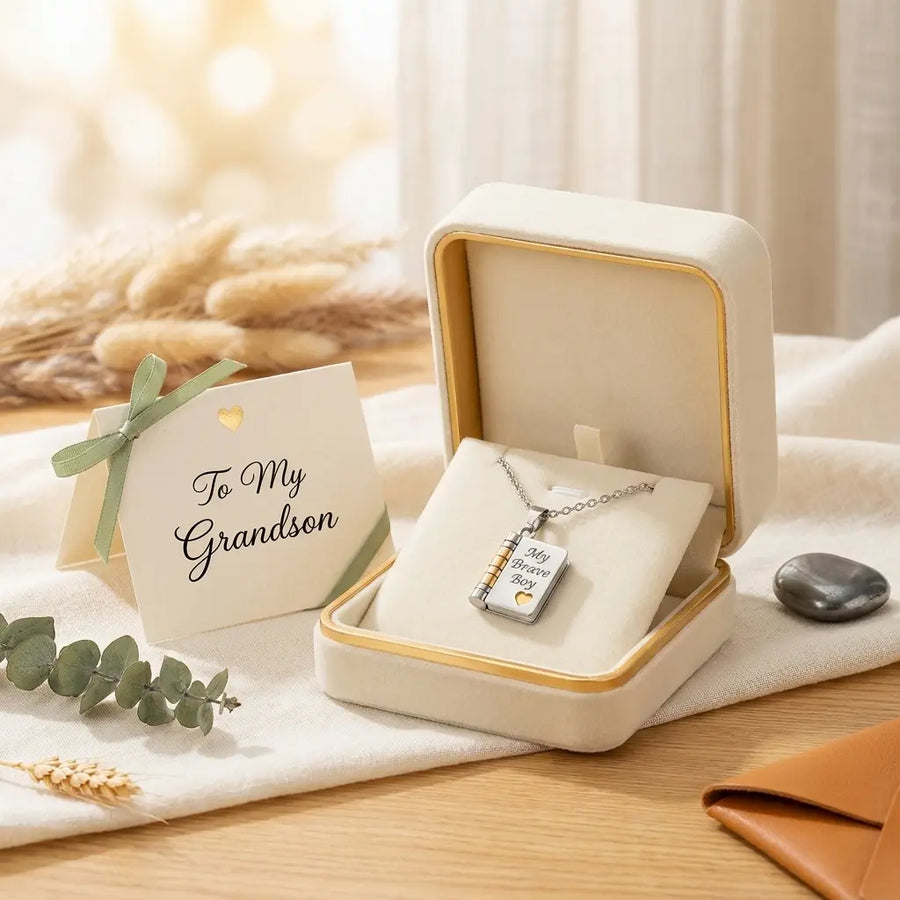 Real opening book locket — masculine cover design.