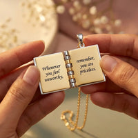 Open My Little Star locket with engraved 
message Whenever you feel unworthy remember 
you are priceless — sentimental daughter 
encouragement gift