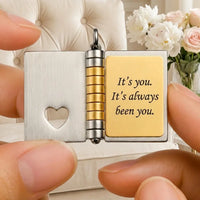 My Love locket open silver heart cutout gold page 
It's you It's always been you engraved message