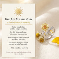 You Are My Sunshine affirmation message card with 
gold sunflower ring — heartfelt sunshine reminder 
gift for daughter friend or self